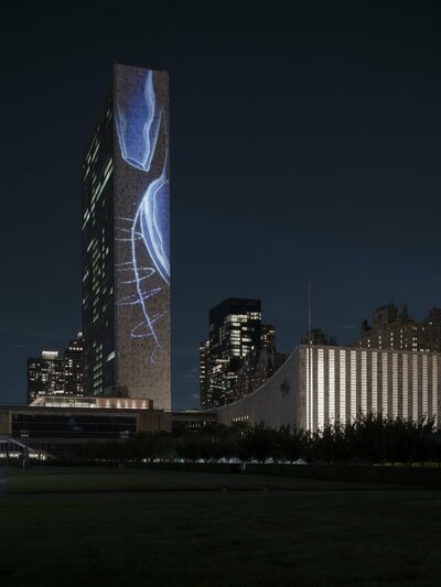 Vertical Migration installed at United Nations Headquarter, New York City, 2021.