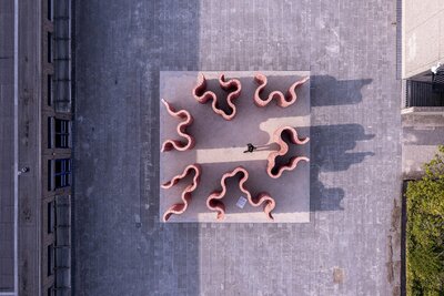 Interspecies Campus, 2022. From above.  Photo: Torben Eskerod