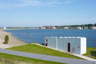 Power Toilets/UN installed at Park van Luna, Heerhugowaard, 2010. Outside view.