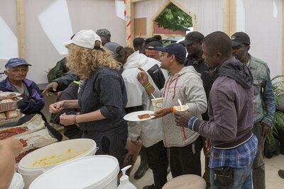 Flagship Shelters /Bottle Collectors VIP at Roskilde Festival, 2016. Inside.